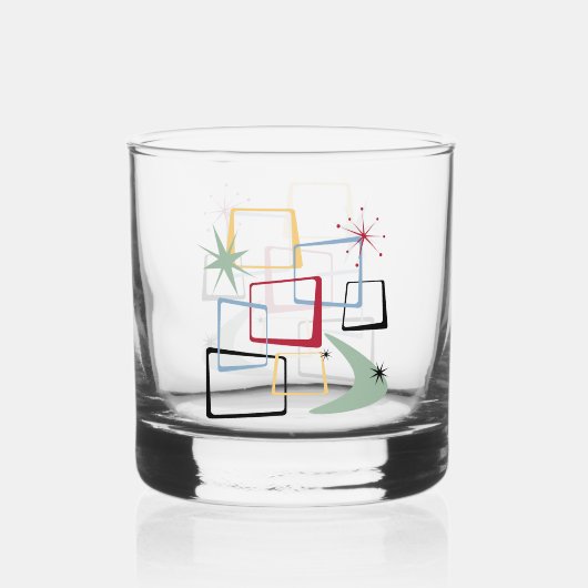 Verre À Whisky Étoiles Carrés atomiques des années 1950 Boomerang (Recto)