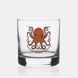 Verre À Whisky Fierce Red Octopus With Curling Tentacles Cartoon