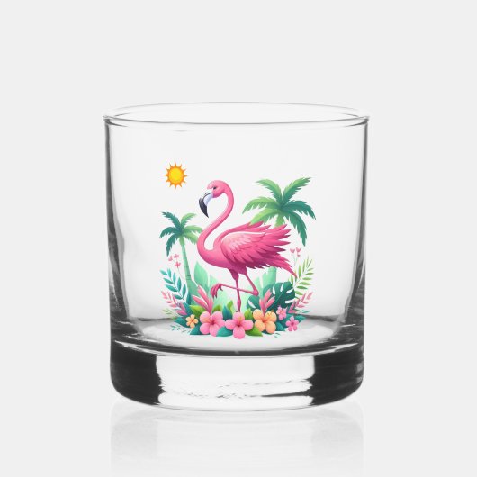 Verre À Whisky Flamingo rose tropicale/Floride (Verso)