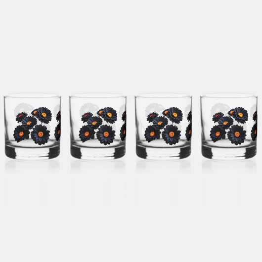 Verre À Whisky Fleurs de velours noir (Recto)