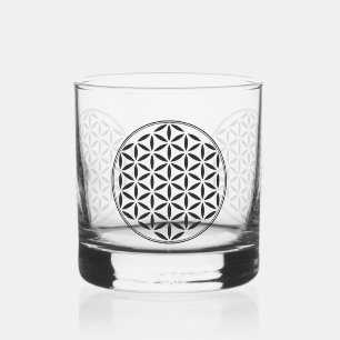 Verre À Whisky FLEURS DE VIE - Symbole de géométrie sacrée plein