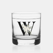 Verre À Whisky Floral blanc classique décoratif initial W (Recto)