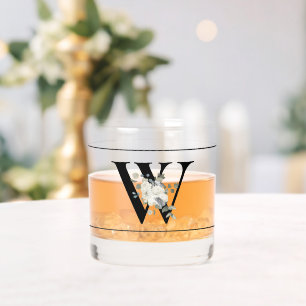 Verre À Whisky Floral blanc classique décoratif initial W