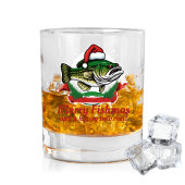 Verre À Whisky Funky Joyeux Noël Pêche Père Noël Poisson