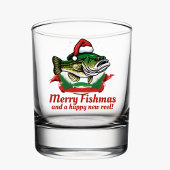 Verre À Whisky Funky Joyeux Noël Pêche Père Noël Poisson