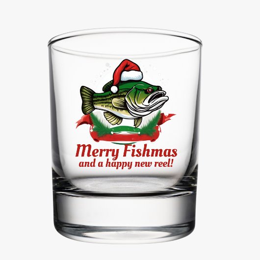Verre À Whisky Funky Joyeux Noël Pêche Père Noël Poisson