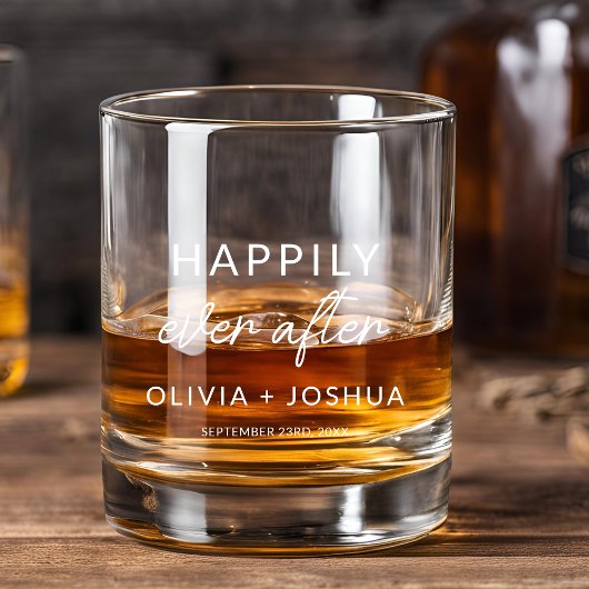 Verre À Whisky Heureux Jamais Après La Réception De Mariage