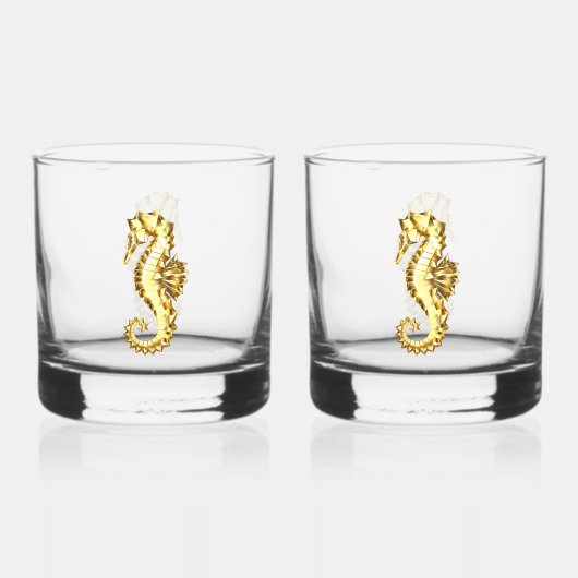 Verre À Whisky Hippocampe Polygonal Or (Recto)