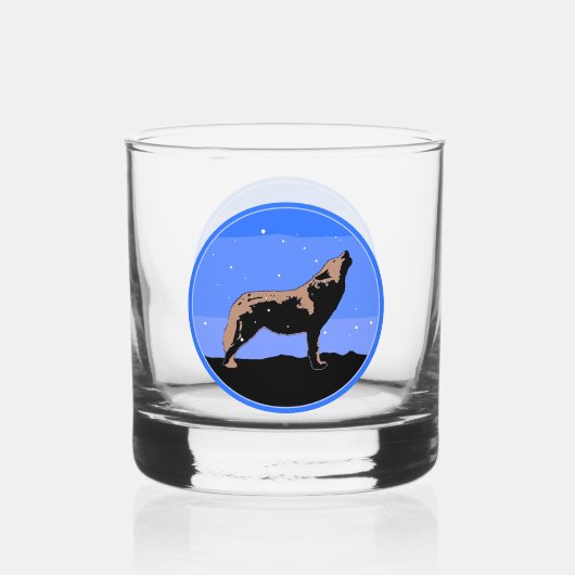 Verre À Whisky Howling Wolf en hiver - Art faunique original (Recto)