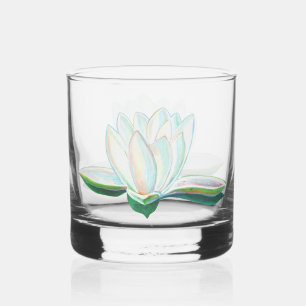 Verre À Whisky Illustration du lotus blanc Iridescendant