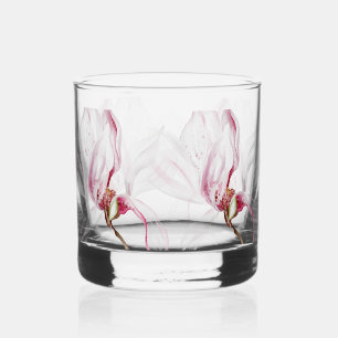 Verre À Whisky Impression d'orchidée dessinée à la main