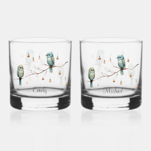 Verre À Whisky Inséparables rustiques de bois Mariage romantique