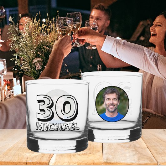 Verre À Whisky Joyeux 30e anniversaire Nom et photo