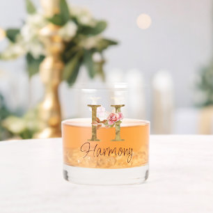 Verre À Whisky Lettre de nom personnalisée H Roses roses blush fe