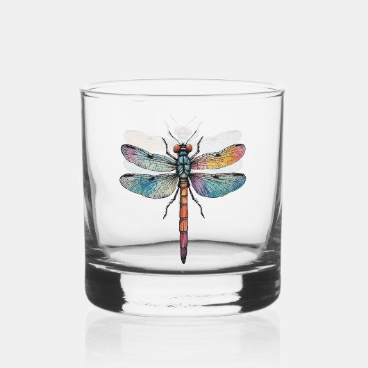 Verre À Whisky Libellule Colorée (Recto)