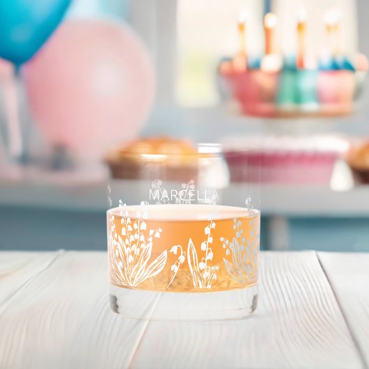 Verre À Whisky Lily De La Vallée Florale Nom Personnalisé (Insitu (Baby Shower))