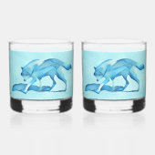 Verre À Whisky Loup Bleu Sur Neige (Recto)