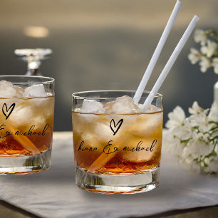 Verre À Whisky Love Calligraphy Heart Black B&W ID940