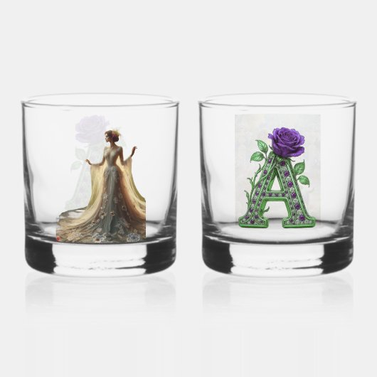 Verre À Whisky Luxury Rocks Glass Set - Personalised Monogram A (Verso)