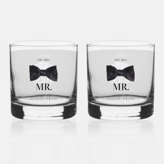 Verre À Whisky M. & Mme Mariage Mariage noir et blanc (Verso)