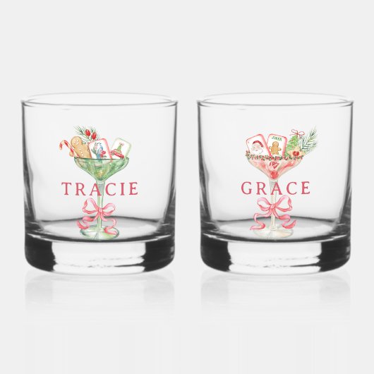 Verre À Whisky Mahjong de Noël | Monogramme (Recto)