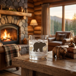 Verre À Whisky Maman Ours Personnalisée Avec 2 Noms d'Enfants Cad
