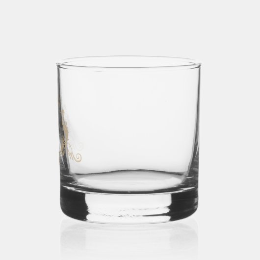Verre À Whisky Mariage de monogramme de crête baroque d'or (Gauche)