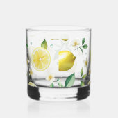 Verre À Whisky Mariage moderne en bleu citron avec motif floral e (Droite)