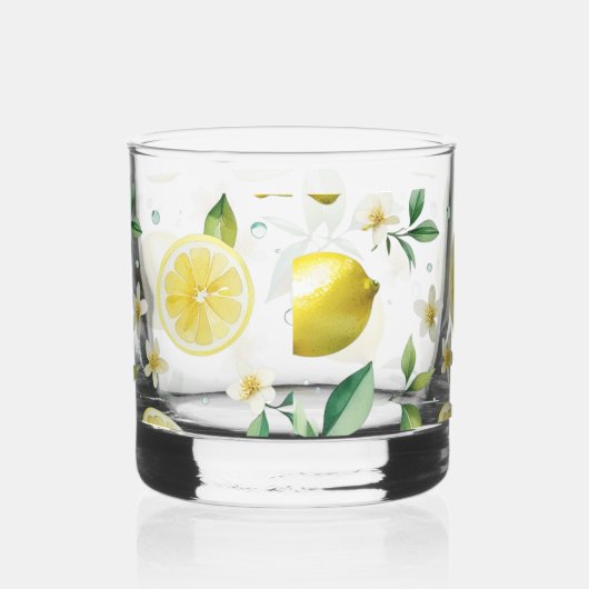Verre À Whisky Mariage moderne en bleu citron floral script (Droite)