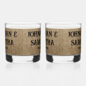 Verre À Whisky Mariage personnalisé rustique burlap motif nature (Gauche)