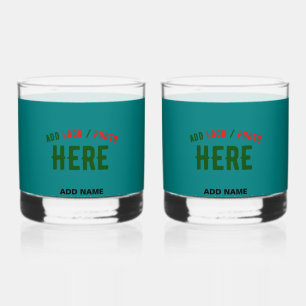 VERRE À WHISKY MARQUE VERIFIEE VERT TEAL PERSONNALISE MODERNE CHI