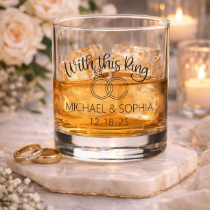 Verre À Whisky Mélange Avec Cette Anneau Personnalisé Noms Mariag