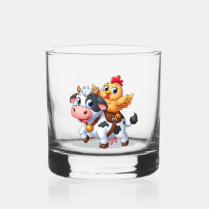Verre À Whisky mignon vache/poulet caricature