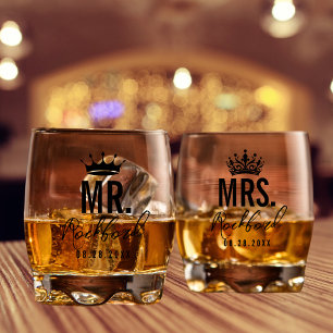 Verre À Whisky Minimal Script Custom Wedding Set of 2
