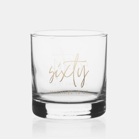 Verre À Whisky Moderne 60e anniversaire simple élégant script élé (Recto)