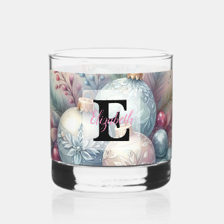 Verre À Whisky Monogram name Christmas tree ornaments watercolor 
