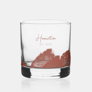 Verre À Whisky Monogramme d'aquarelle pourpre bordeaux établi