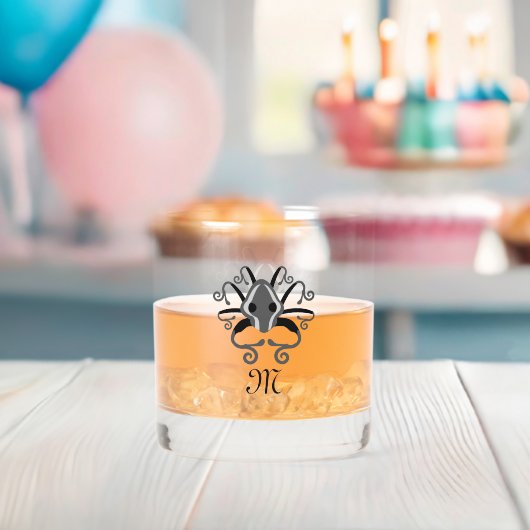 Verre À Whisky Monogramme de calmar gris (Insitu (Baby Shower))