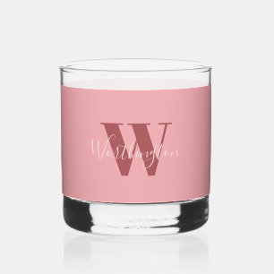 Verre À Whisky Monogramme de fille et nom rose roux