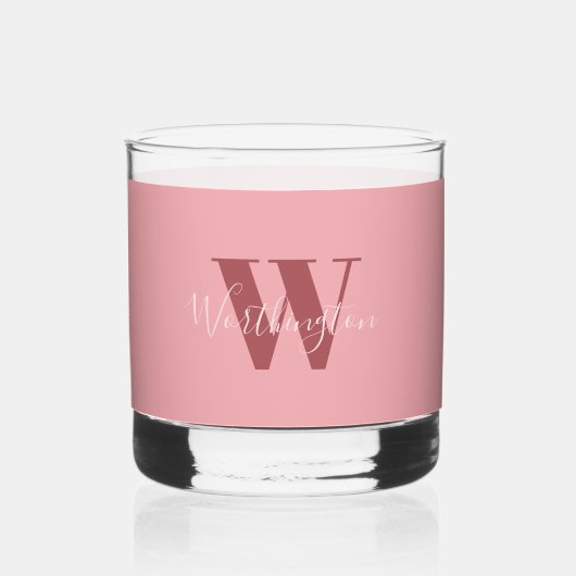 Verre À Whisky Monogramme de fille et nom rose roux (Recto)