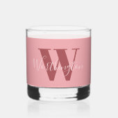 Verre À Whisky Monogramme de fille et nom rose roux (Verso)