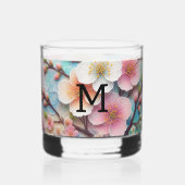 Verre À Whisky Monogramme dentelle rose pastel fleurs de cerisier (Verso)