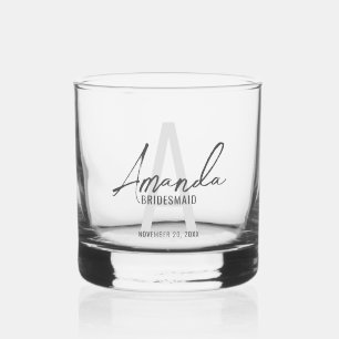 Verre À Whisky Monogramme et nom d'une servante d'État moderne pe