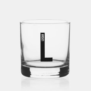 Verre À Whisky Monogramme et nom personnalisés gras modernes