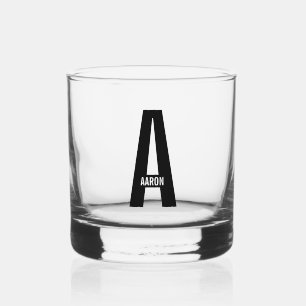 Verre À Whisky Monogramme et nom personnalisés modernes
