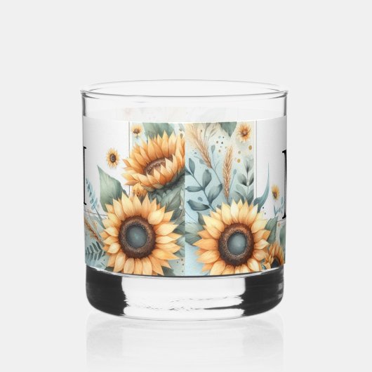 Verre À Whisky Monogramme Fleurs de chute et fleurs de soleil aqu (Droite)