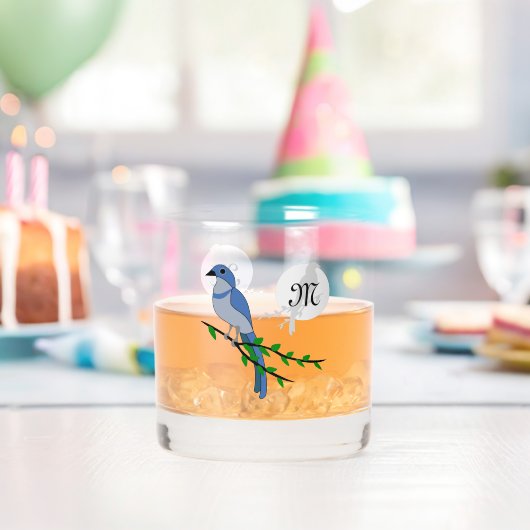 Verre À Whisky Monogramme Floride Scrub Jay (Insitu (Anniversaire))