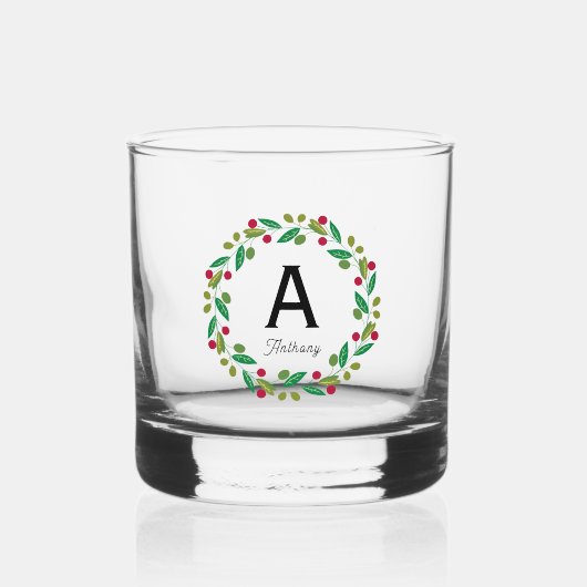 Verre À Whisky Monogramme initial - Noël (Recto)