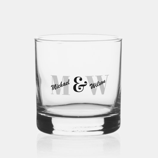 Verre À Whisky Monogramme initial noir et blanc personnalisé (Recto)