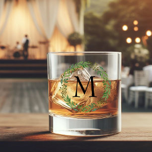 Verre À Whisky Monogramme Noir Chic Vintage Classique Personnalis